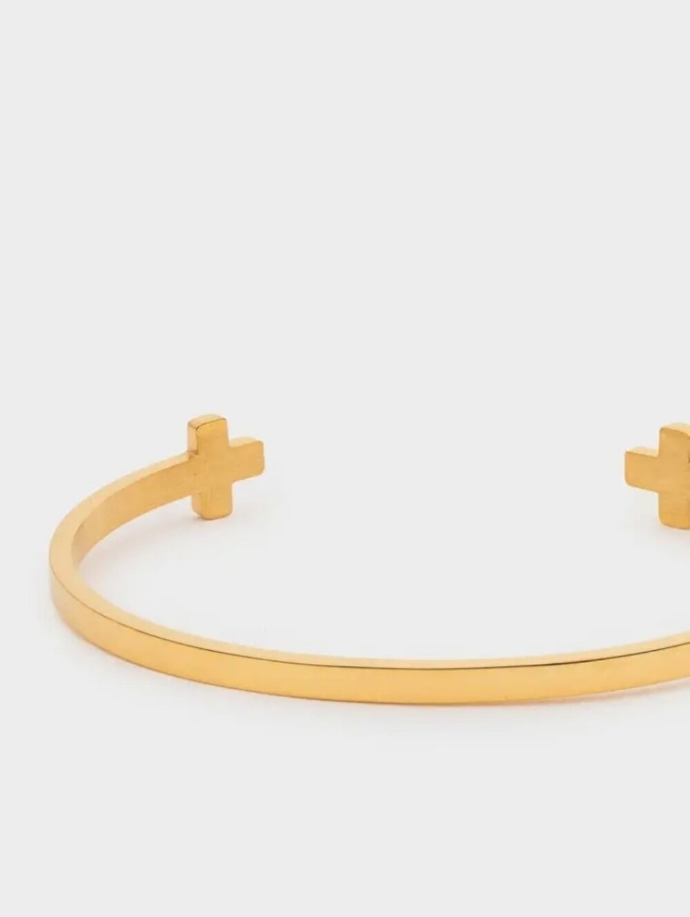 Minimal Gold Cross-Detail Open Cuff Bracelet